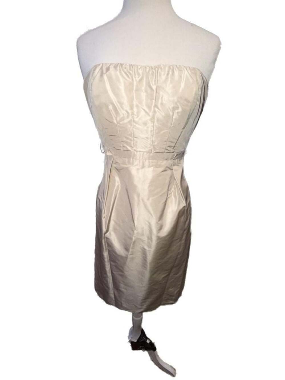 Vintage 90s J.Crew Size 4 Champagne Strapless Silk Bodice Cocktail Dress